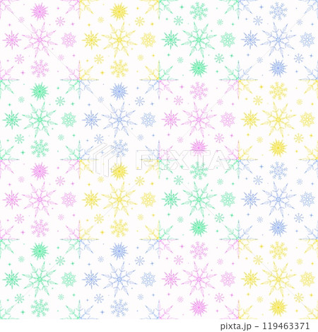Colored snowflakes on a white background - seamless pattern Colored snowflakes on a white background - seamless pattern 119463371