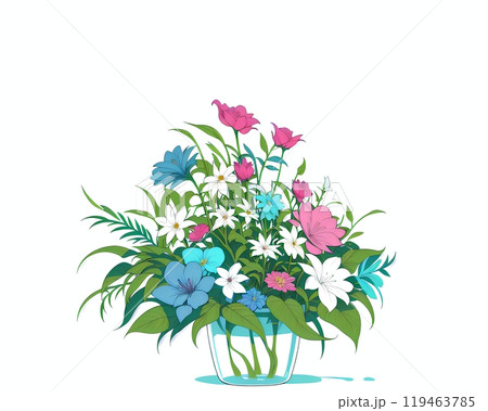 AIで生成したカラフルな花のイラスト AIで生成したカラフルな花のイラスト 119463785