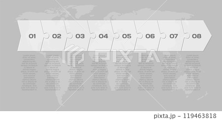 Eight piece line infographic jigsaw puzzle process 119463818