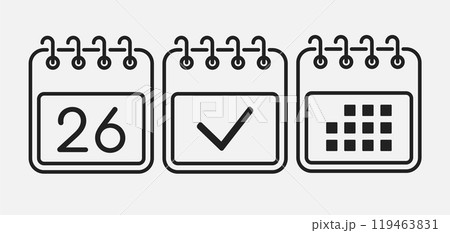 Vector icon page calendar - 26 day, agenda, done Vector icon page calendar - 26 day, agenda, done 119463831