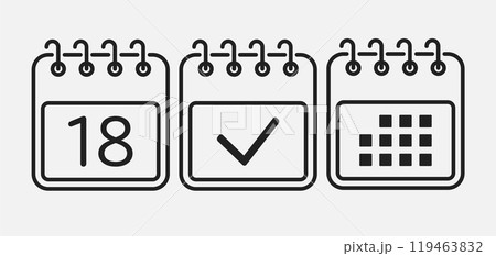 Vector icon page calendar - 18 day, agenda, done 119463832