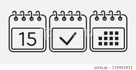 Vector icon page calendar - 15 day, agenda, done 119463833