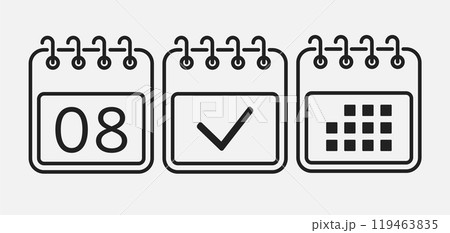Vector icon page calendar - 8 day, agenda, done Vector icon page calendar - 8 day, agenda, done 119463835