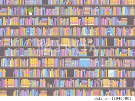 本棚にたくさんの本が並んでいる背景（線画なし） 119463908