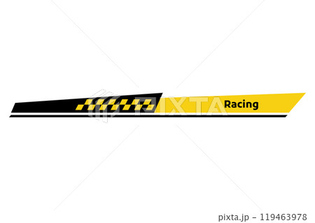 Car race stripe. Automobile identity. Vehicle marking element for transport modifying. Speed line, racing tuning strip or car sticker. Vector illustration isolated on white background 119463978