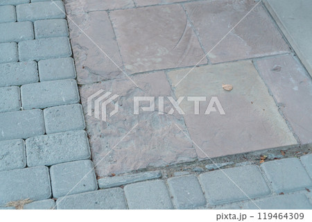 Serene Pathway with Blended Textures of Pavers and Slabs Serene Pathway with Blended Textures of Pavers and Slabs 119464309
