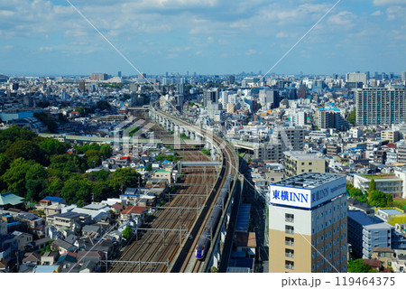 北とぴあより行き来する新幹線と埼玉方面の街並みを望む 山形新幹線 北とぴあより行き来する新幹線と埼玉方面の街並みを望む 山形新幹線 119464375