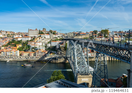 Porto City, Douro River and Dom Luis bridge I on Sunny Day 119464631