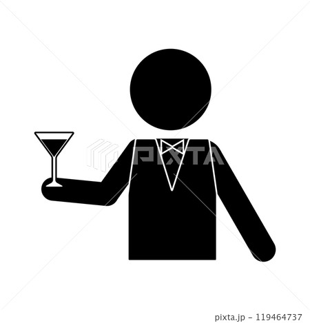カクテルグラスを持ったバーテンダーのピクトグラム 119464737