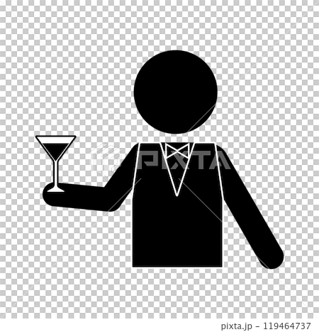 カクテルグラスを持ったバーテンダーのピクトグラム 119464737