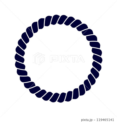 Round rope frame isolated on white background. Thread, twine, jute or cable decoration elements. Maritime, yacht or nautical style ornament. Vector graphic illustration 119465141