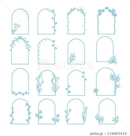 Wedding arches decorated with flowers, leaves 119465410
