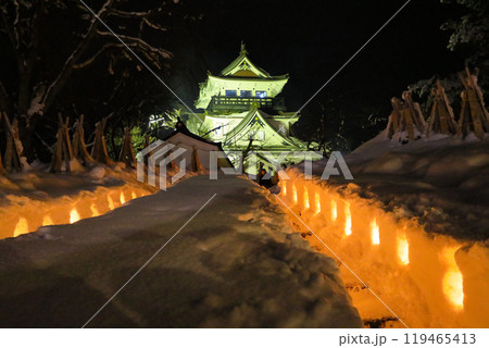 秋田県横手市横手公園　冬の 横手城址ライトアップ 119465413