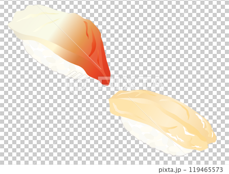 Illustration of delicious shellfish nigiri sushi Illustration of delicious shellfish nigiri sushi 119465573