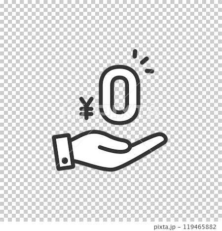 無料と手のひらのアイコン(白黒・線画) 無料と手のひらのアイコン(白黒・線画) 119465882