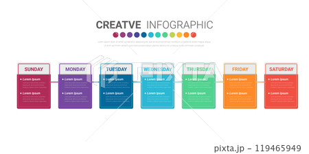 Timeline, Timeline business for 7 day, week, infographics design vector and Presentation can be used for Business concept with 7 options, steps or processes. 119465949