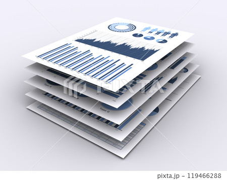 ビジネス資料の重なり、事業戦略の構築イメージ 119466288