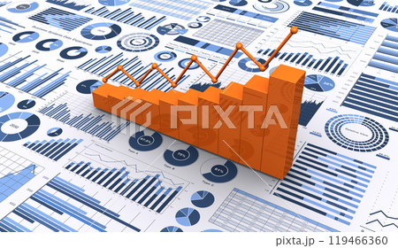 様々な種類のビジネスチャートと立体グラフ 119466360