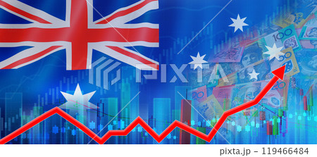 Australian financial growth concept, economic recovery. Growth of Australia economy on the financial graph Australian financial growth concept, economic recovery. Growth of Australia economy on the financial graph 119466484