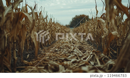 枯れたトウモロコシ畑 119466783