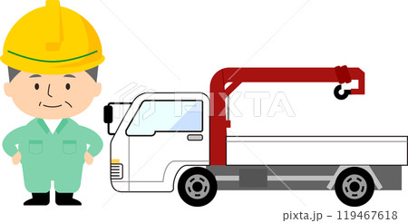 クレーン車とシニア操縦者 119467618