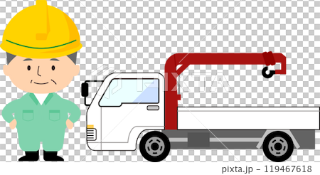 クレーン車とシニア操縦者 119467618