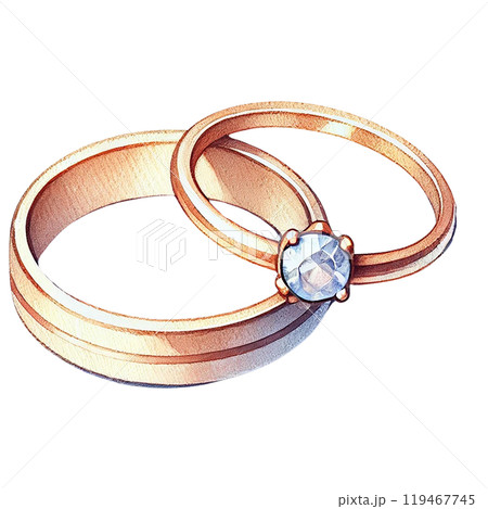Two elegant wedding rings with a diamond 119467745