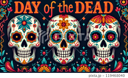Skulls Geometric Patterns day of the dead 119468040