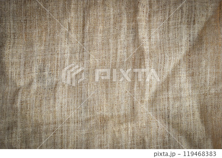 brown sackcloth texture background, crumpled burlap fabric textile for design 119468383