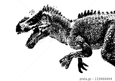 black dinosaur silhouette isolated on white background, model of giganotosaurus toy black dinosaur silhouette isolated on white background, model of giganotosaurus toy 119468404