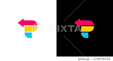 Colorful and modern letter P arrow initials logo design 119470320