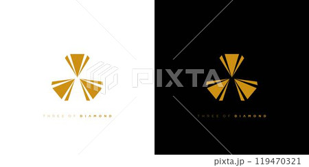 Luxurious and modern three diamond logo design 119470321