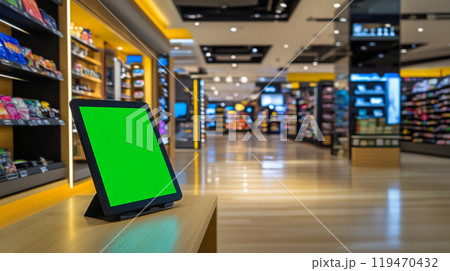 Modern Retail Store with Green Screen Monitor...のイラスト素材 [119470432] - PIXTA