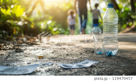 Family Walking in Nature Amid Recycling Efforts 119470457
