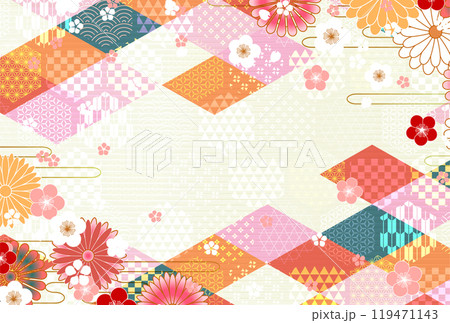 和柄　年賀状　和風　背景	 119471143