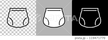 Illustration of a pants-type diaper. Simple line drawing vector icon. 119471770