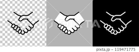簡單的線條畫握手向量圖標 簡單的線條畫握手向量圖標 119471775