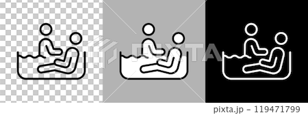 護理人員協助洗澡的插圖。簡單的線條畫向量圖示。 119471799