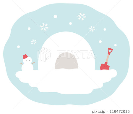 雪だるまとかまくらの冬のベクターイラスト素材02 119472036