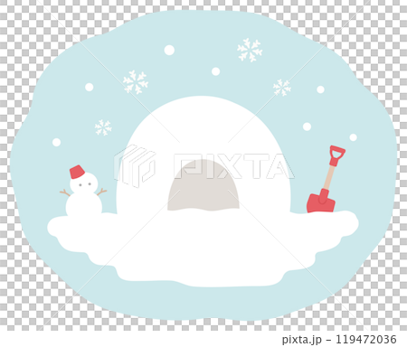 雪だるまとかまくらの冬のベクターイラスト素材02 119472036