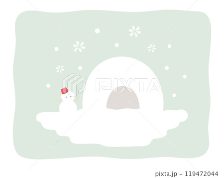 かわいい雪だるまとかまくらの冬のベクターイラスト素材01 かわいい雪だるまとかまくらの冬のベクターイラスト素材01 119472044