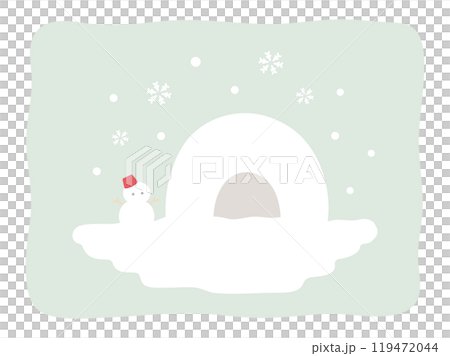 かわいい雪だるまとかまくらの冬のベクターイラスト素材01 かわいい雪だるまとかまくらの冬のベクターイラスト素材01 119472044