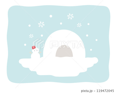 かわいい雪だるまとかまくらの冬のベクターイラスト素材02 かわいい雪だるまとかまくらの冬のベクターイラスト素材02 119472045