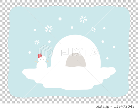 かわいい雪だるまとかまくらの冬のベクターイラスト素材02 かわいい雪だるまとかまくらの冬のベクターイラスト素材02 119472045