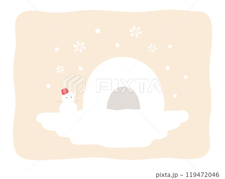 かわいい雪だるまとかまくらの冬のベクターイラスト素材03 119472046