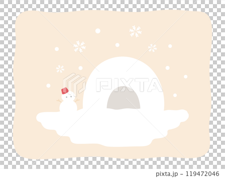 かわいい雪だるまとかまくらの冬のベクターイラスト素材03 119472046