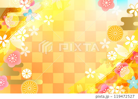 桜　梅　和柄　年賀状　背景 119472527