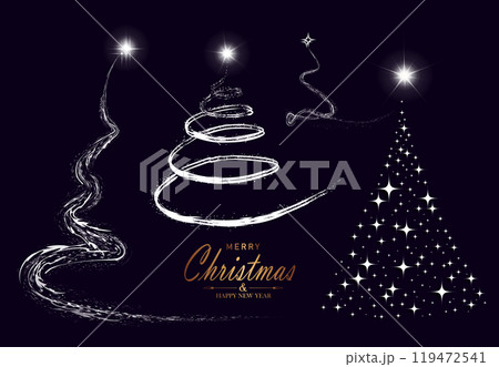 Merry Christmas. Isolated silhouettes of abstract Christmas trees, set 119472541