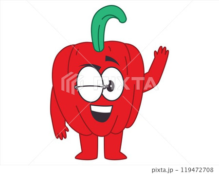 Paprika character vegetable spicy bell pepper red color character facial expressive mascot colorful design icon set 119472708