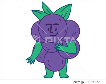 Grape character smiling expression child kids cartoon colorful art fruit icon set design 119472739